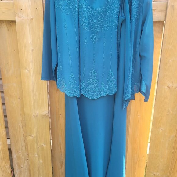 Teal Mother of the Bride Dress | Special Occasion Dress - Picture 2 of 3